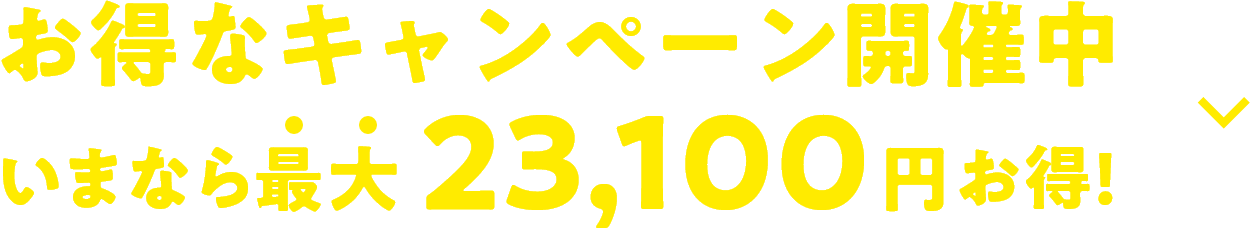 お得なキャンペーン開催中 いまなら最大23,100円お得!!